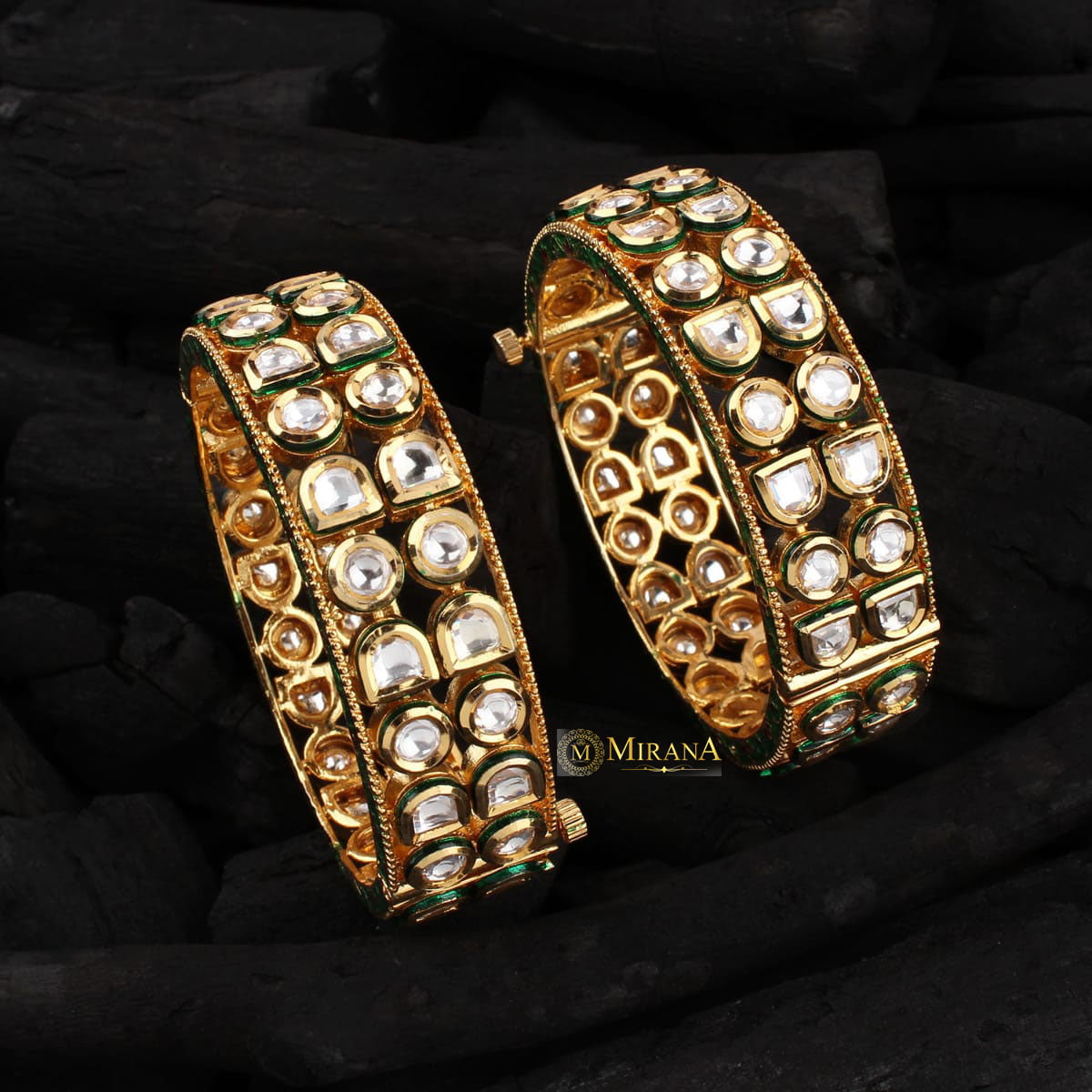 Double Layered Polki Kundan Bangles