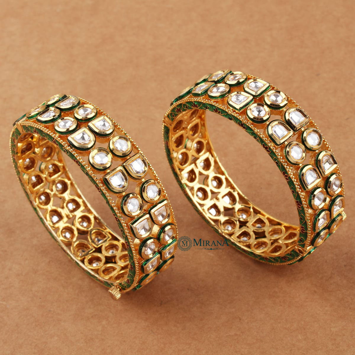 Double Layered Polki Kundan Bangles