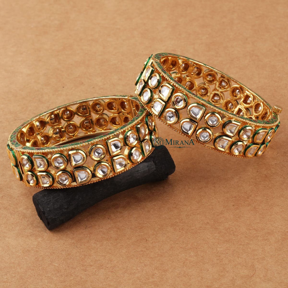 Double Layered Polki Kundan Bangles