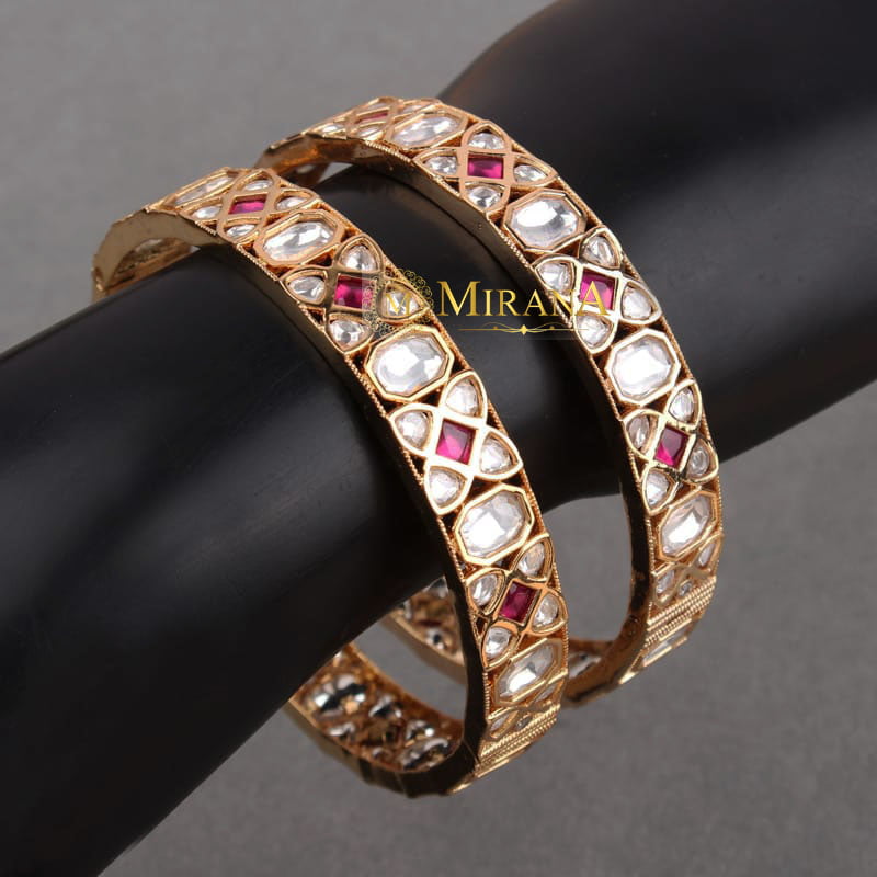 Trisha Ruby Colored Polki Bangles