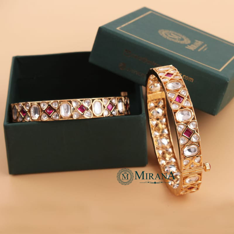 Trisha Ruby Colored Polki Bangles