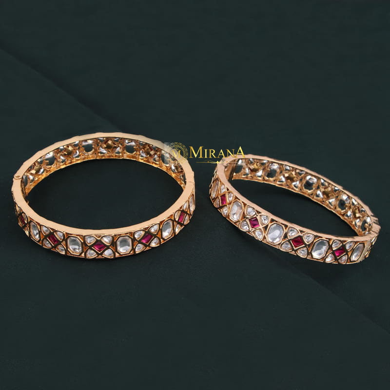 Trisha Ruby Colored Polki Bangles