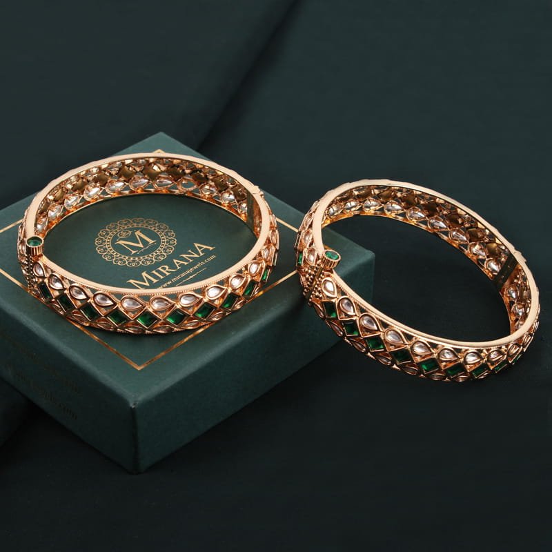 Aaradhya Green Colored Polki Bangles