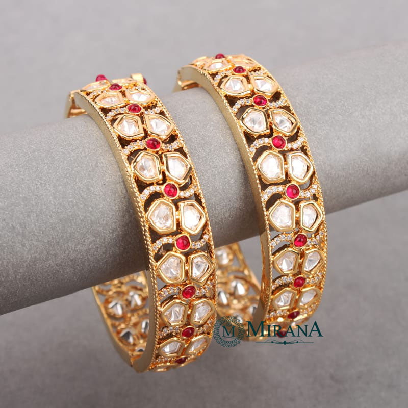 Kavika Polki Red Colored Bangles