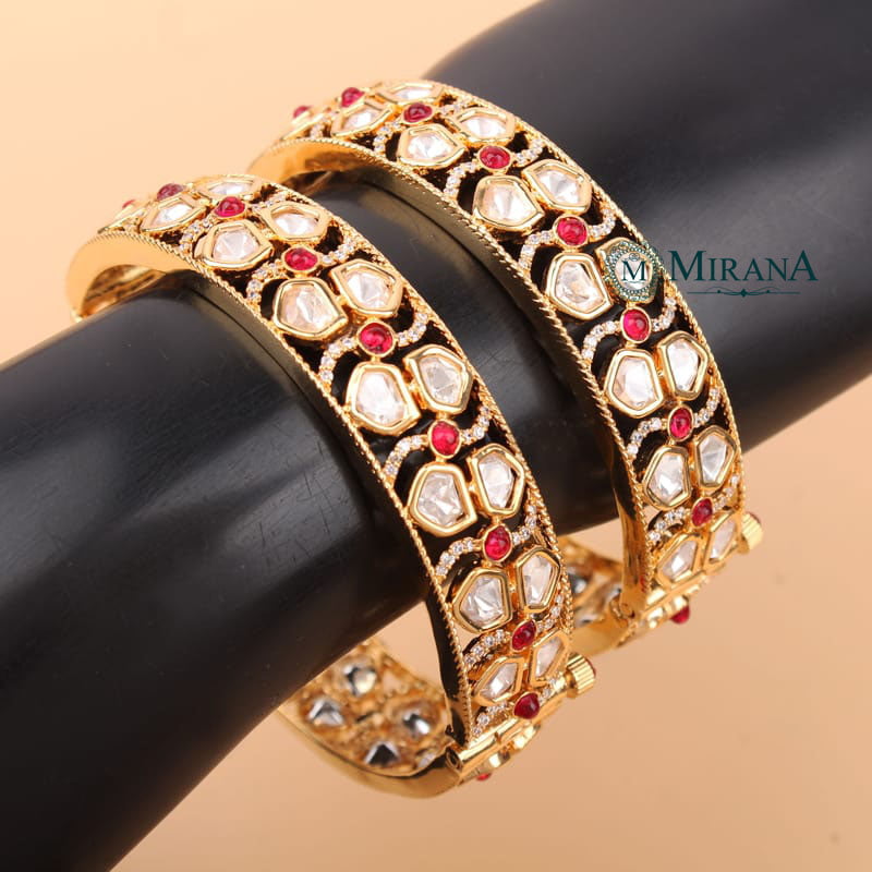 Kavika Polki Red Colored Bangles