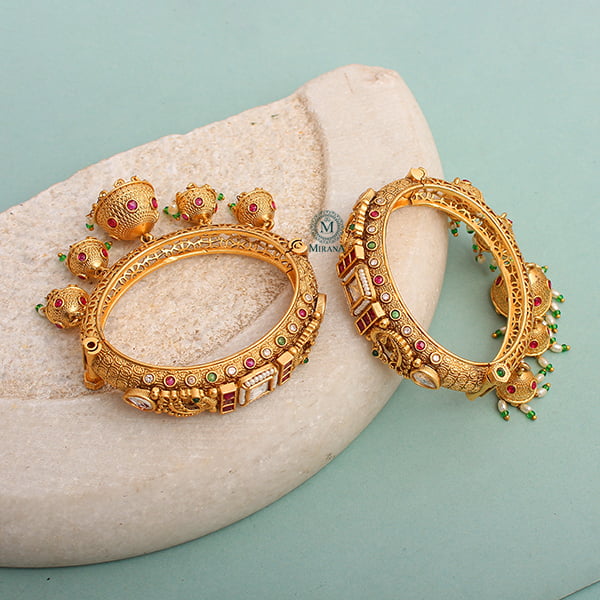 Ruhani Ruby Green Antique Designer Bangles