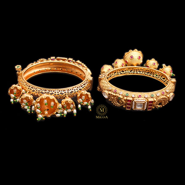 Ruhani Ruby Green Antique Designer Bangles