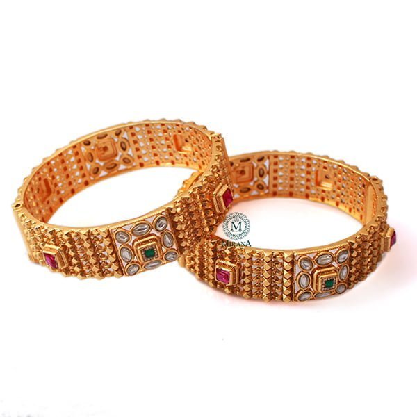 Siya Ruby Green Antique Designer Bangles