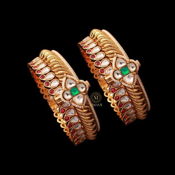 Kasturi Ruby Green Antique Bangles