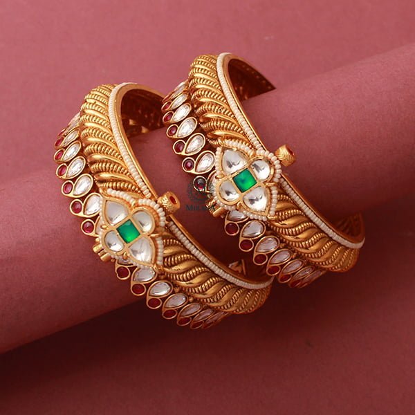 Kasturi Ruby Green Antique Bangles