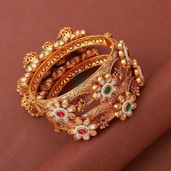 Vanika Ruby Green Antique Designer Bangles