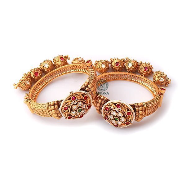 Nitanshi Ruby Green Antique Designer Bangles