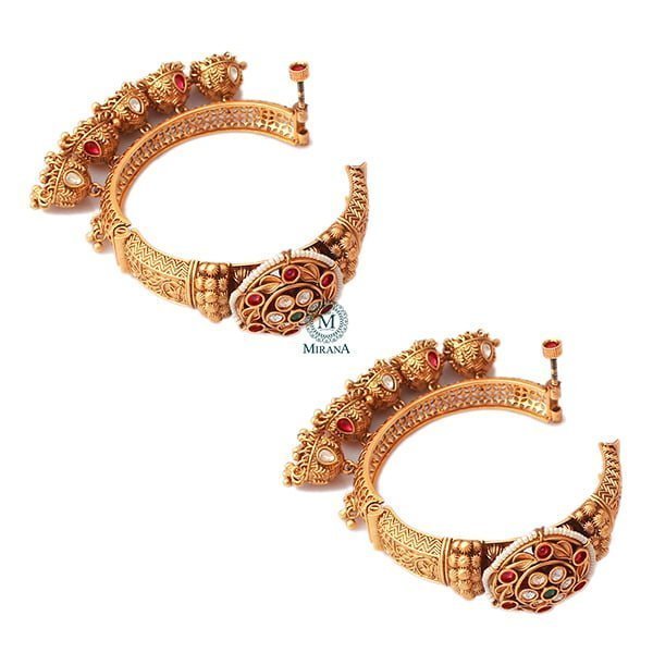 Nitanshi Ruby Green Antique Designer Bangles