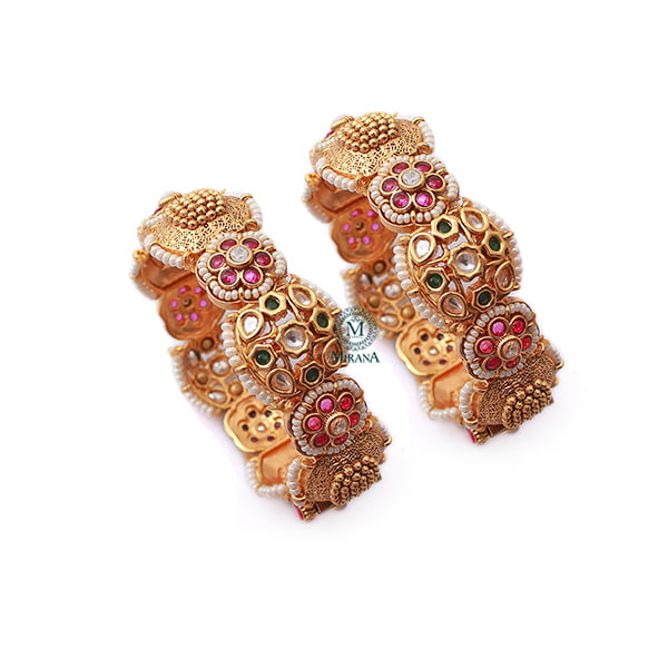 Prisha Ruby Green Antique Designer Bangles