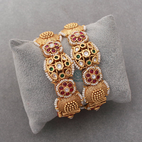 Prisha Ruby Green Antique Designer Bangles