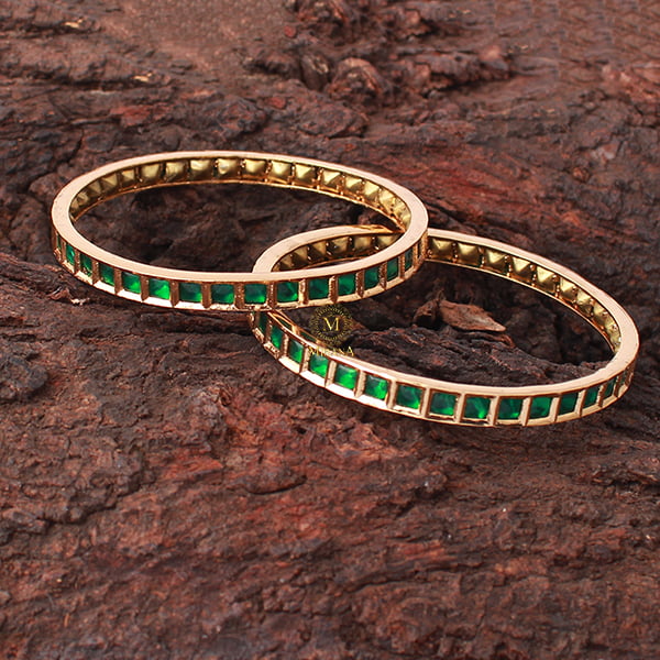 Pankhi Emerald Green Polki Bangles