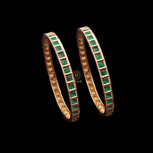 Pankhi Emerald Green Polki Bangles