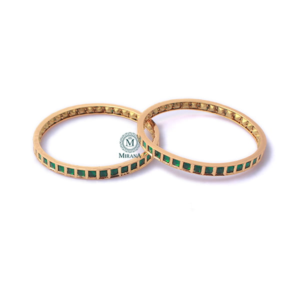 Pankhi Emerald Green Polki Bangles