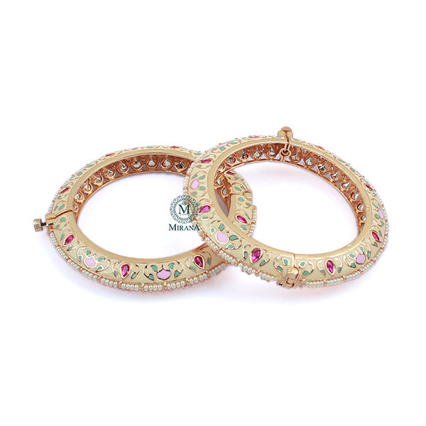 Roshni Meenakari Polki Designer Bangles