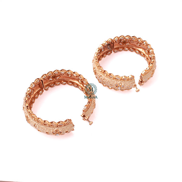 Priyanshi Ivory Meenakari Broad Polki Bangles