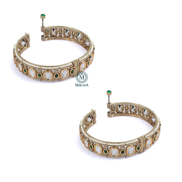 Anjana Emerald Green Polki Designer Bangles