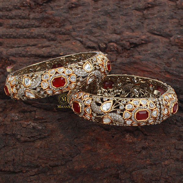 Tulsi Ruby Polki Designer Bangles