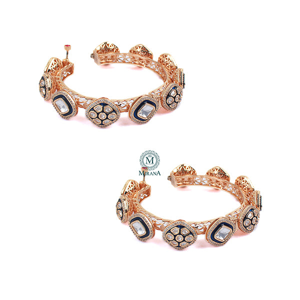 Shivi Sapphire Blue Polki Pacheli Bangles