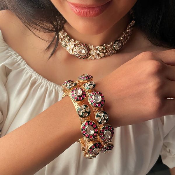 Vritika Polki Pacheli Designer Bangles