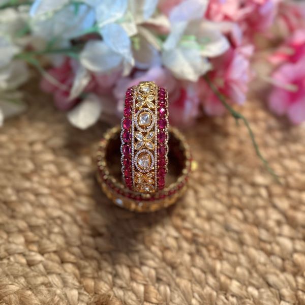 Veesha Ruby Polki Designer Bangles