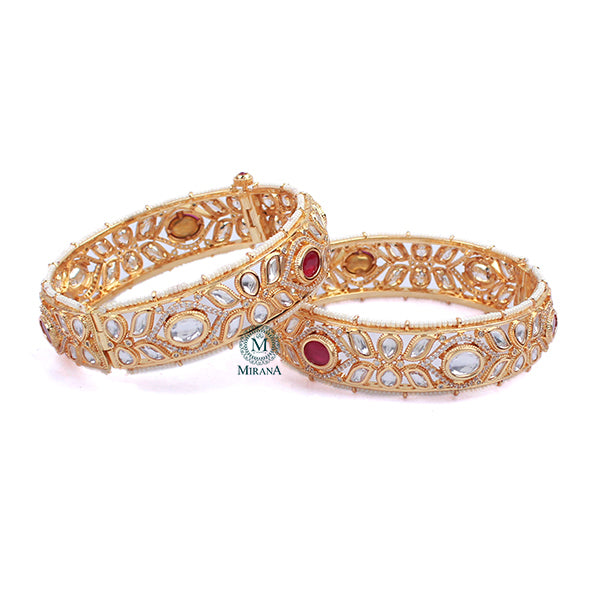 Chahat Ruby Polki Designer Bangles