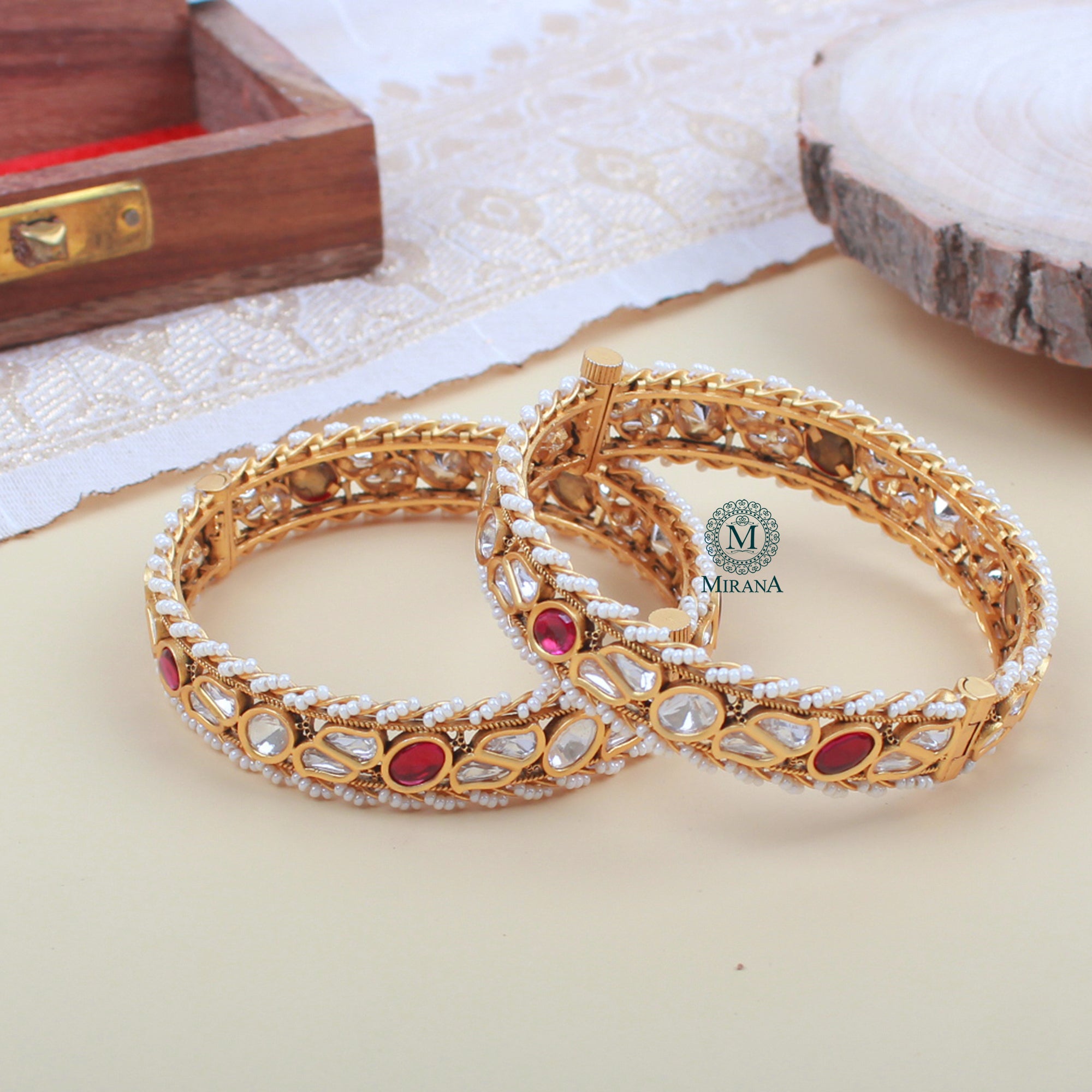 Yogita Ruby Polki Designer Bangles