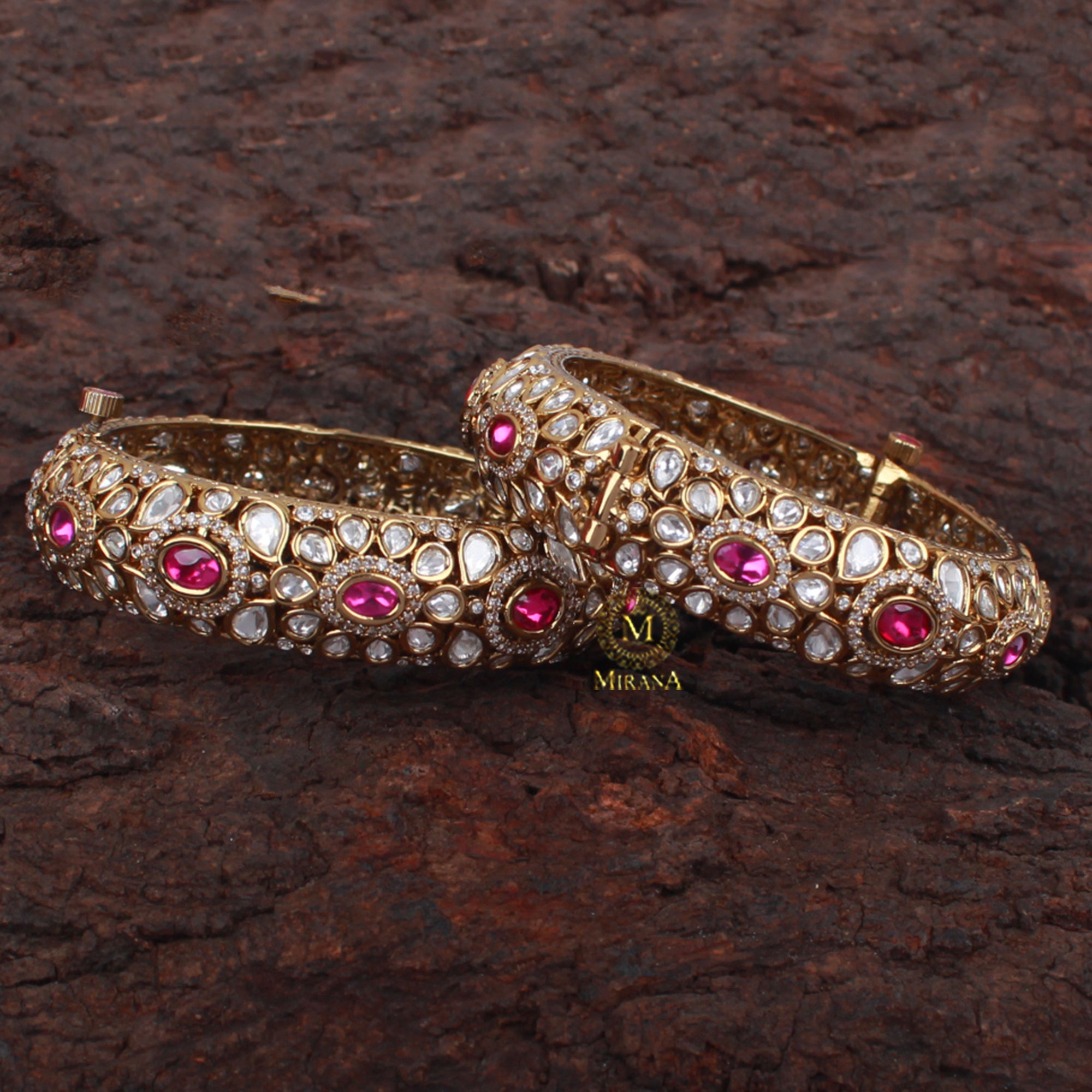 Riana Ruby Polki Designer Bangles