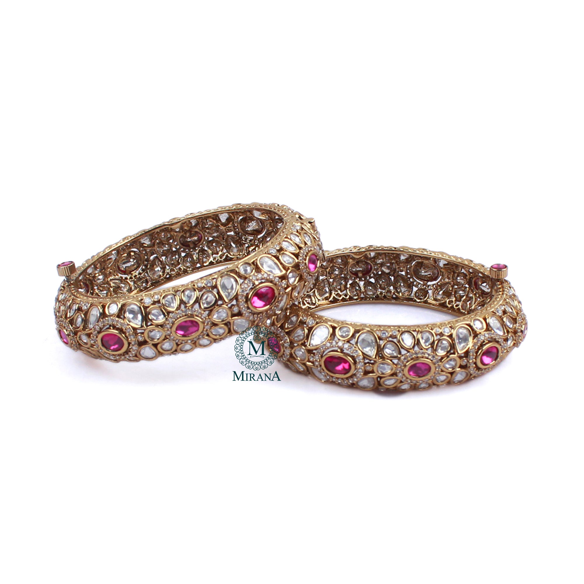 Riana Ruby Polki Designer Bangles