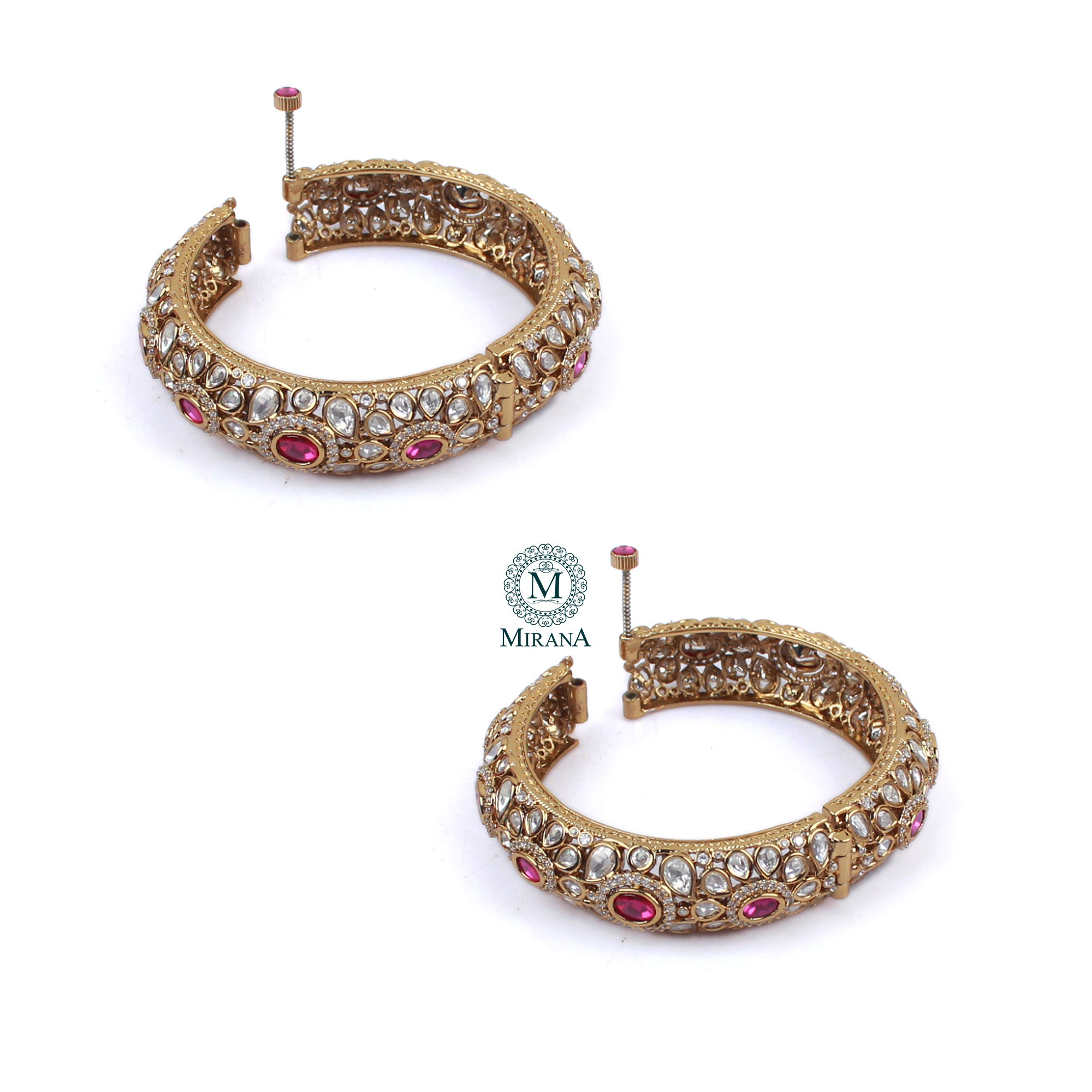Riana Ruby Polki Designer Bangles
