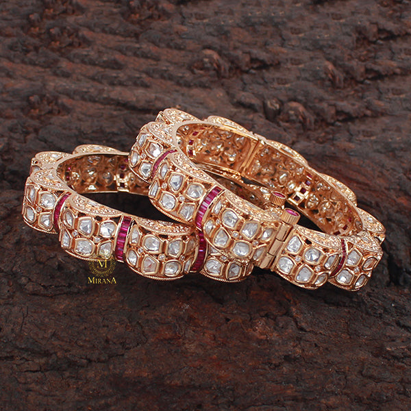 Kanishka Ruby Polki Designer Bangles