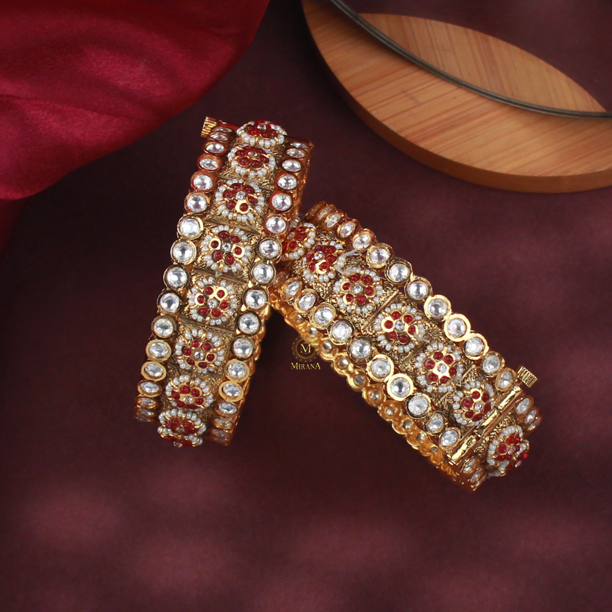 Manya Pearl Jadau Designer Bangles