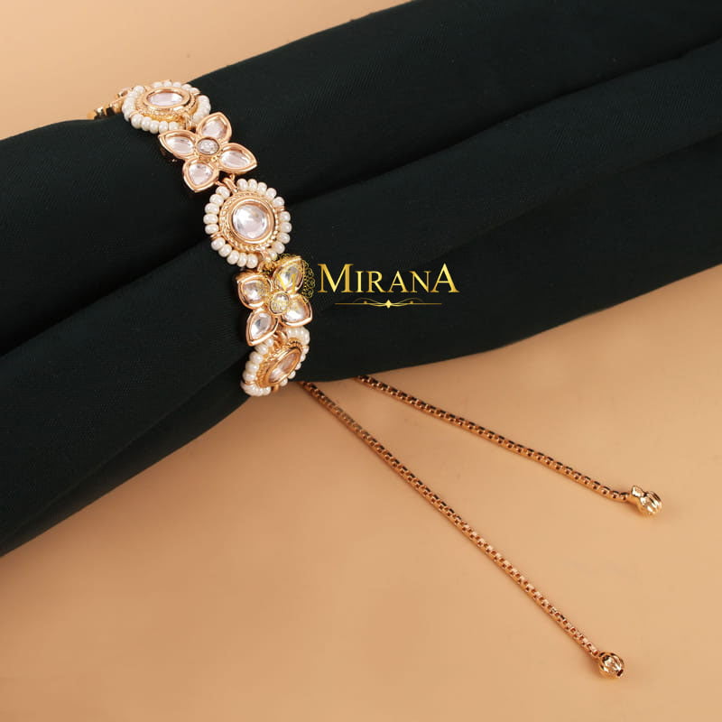 Maitri Flower Kundan Polki Hanging Charm Bracelet