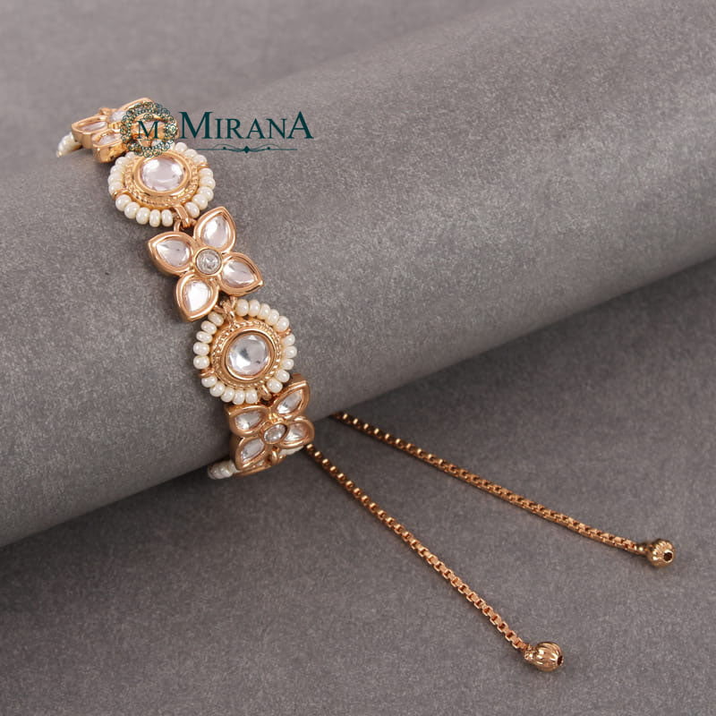 Maitri Flower Kundan Polki Hanging Charm Bracelet