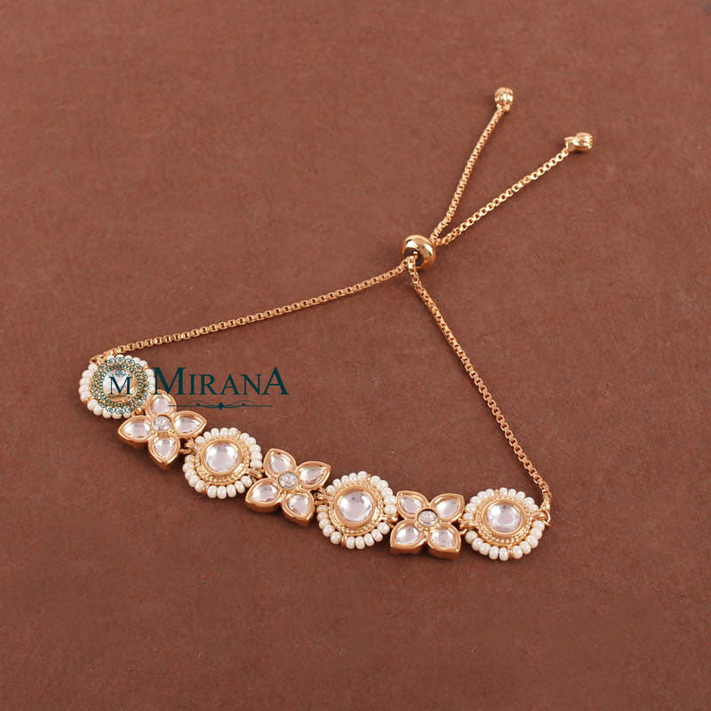 Maitri Flower Kundan Polki Hanging Charm Bracelet