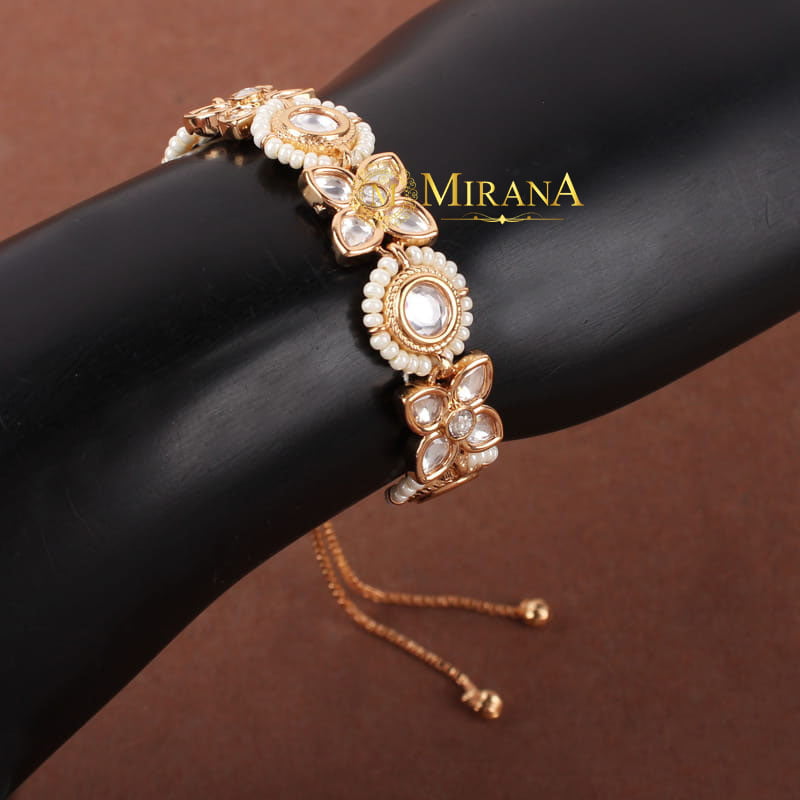 Maitri Flower Kundan Polki Hanging Charm Bracelet