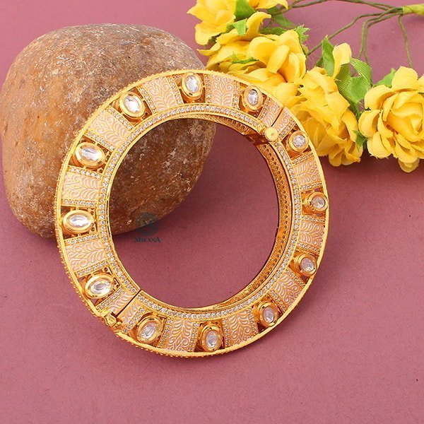 Rajwadi Polki Meenakari Designer Bracelet