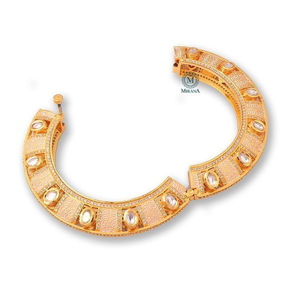 Rajwadi Polki Meenakari Designer Bracelet