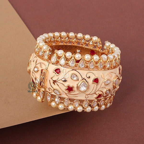 Mahika Ruby Color Kundan Polki Bracelet