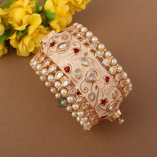 Mahika Ruby Color Kundan Polki Bracelet