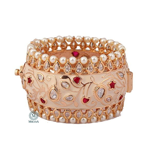 Mahika Ruby Color Kundan Polki Bracelet