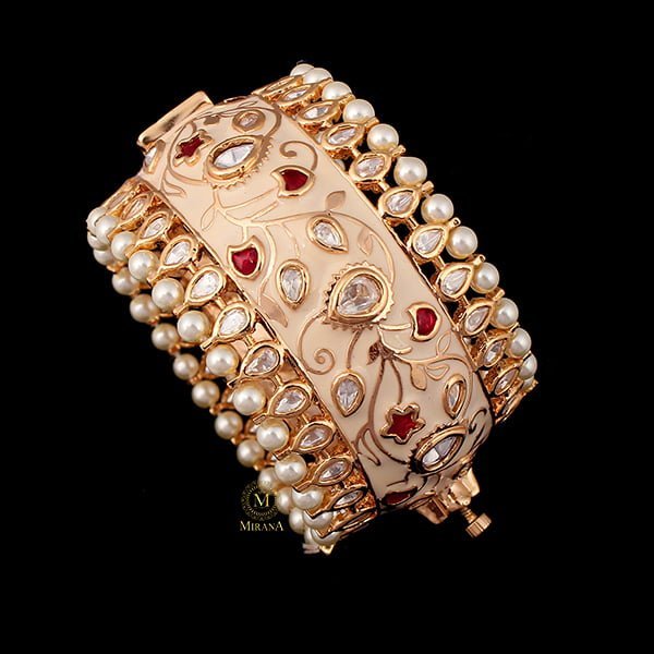 Mahika Ruby Color Kundan Polki Bracelet