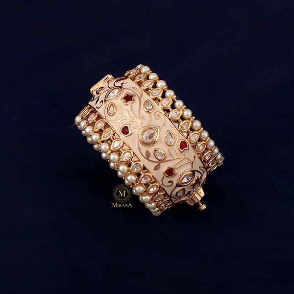 Mahika Ruby Color Kundan Polki Bracelet