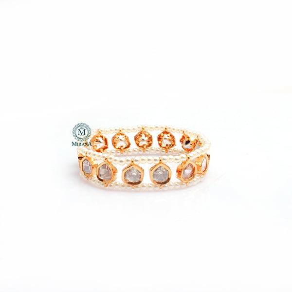 Aarvi Pearl Polki Designer Bracelets