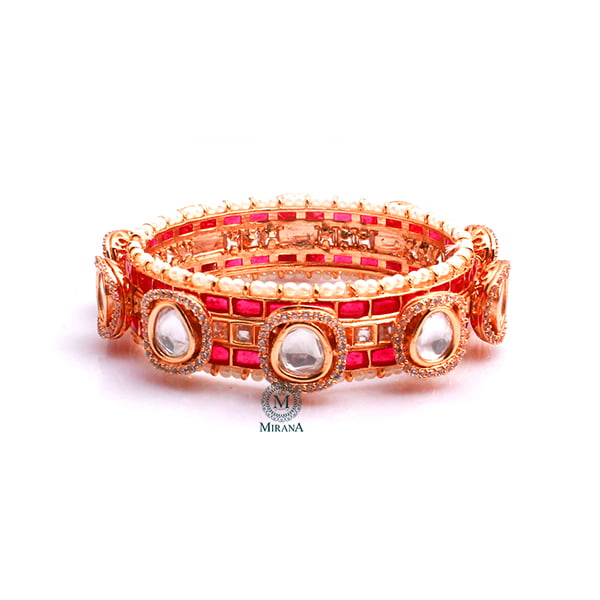 Saina Ruby Polki Designer Bracelet