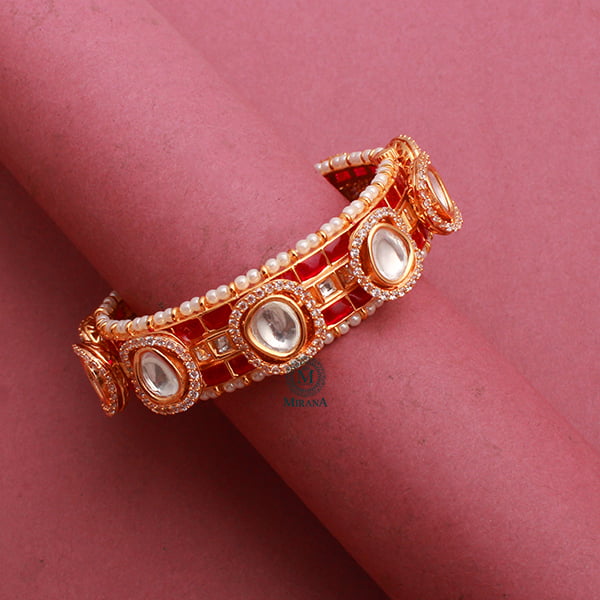 Saina Ruby Polki Designer Bracelet